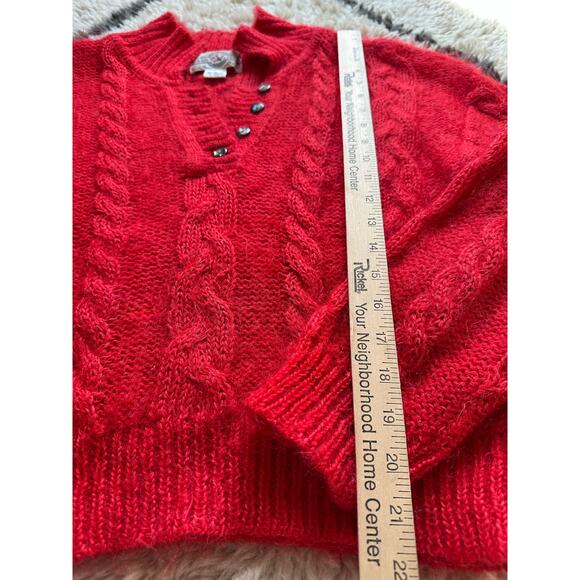 Vintage CABIN FEVER Mohair Cable Knit Sweater red Womens - Picture 9 of 16